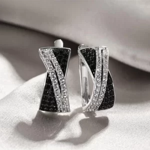 Black/ White Cross Earrings for Women's New Trendy Hoop Earrings Silver Color Modern Fashion Female Accessories CZ Jewelry