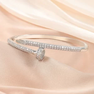 Fashion Inlaid Zirconia Open Bracelet Women Gold Copper Metal Couple Holiday Gift Bracelet Party Daily Jewelry