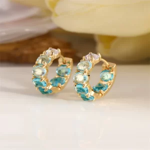 Elegant Fashion Women's Gold Color Earrings CasualLake Blue Color Artificial Gemstone Earrings Party Daily Gifts