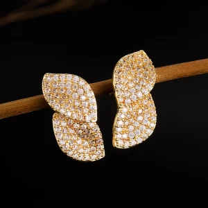 2025 New Temperament Forest Leaf Earrings for Women Simple Light Luxury High-end Rhinestone Earrings Fashion Banquet Earrings