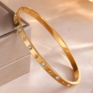 2025 New Stainless Steel Crystal for Women Fashion Brand Jewelry Zirconia Flower Bracelets Party Accessories Gifts