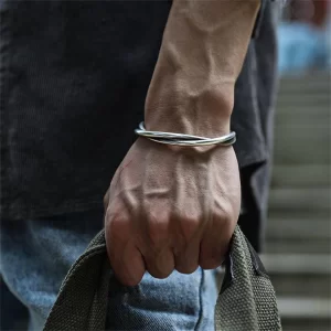 Stylish Geometric Oval Pattern Personalized Men's Open Bracelet Fashion Retro Wide Hand Jewelry Party Gift