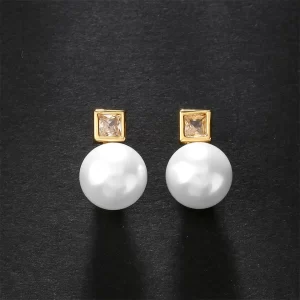 Gold Color Hoop Earrings For Women Personalized Geometry Fashion Korean Inlay Exquisite Zircon Earrings Bride Accessories
