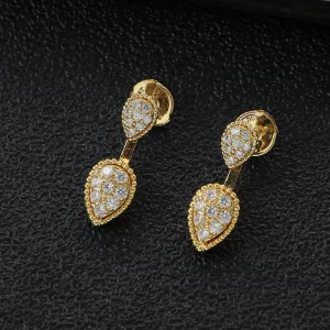 Elegant Ins Trendy Cross-Border Hot Selling Double Waterdrop Shape Diamond Studded Earrings Light Luxury Plated