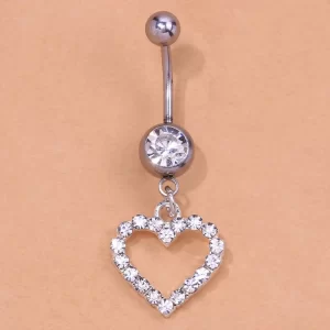 Shiny Rhinestone Heart Belly Button Nails Body Piercing Jewelry Sexy Crystal Belly Button Ring Wholesale Jewelry for Women